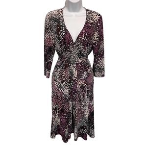 Fit and Flare Purple Pattern Tie Back Midi Dress M